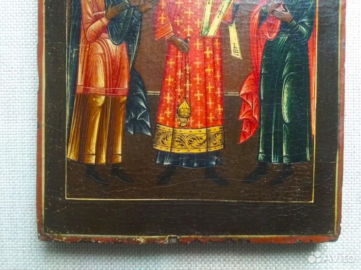 Икона старинная Самон Авив и Гурий.19 век