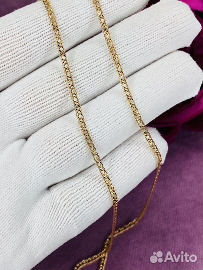 Золотая цепь двойной ромб 585 50 см