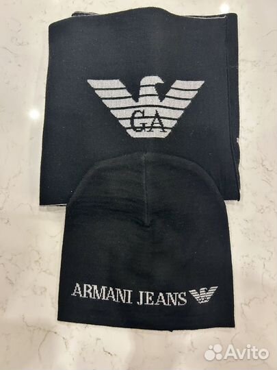 Мужской шарф и шапка Armani Jeans оригинал