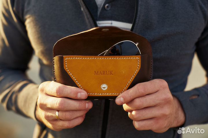 Футляр для очков из натуральной кожи ручной работы