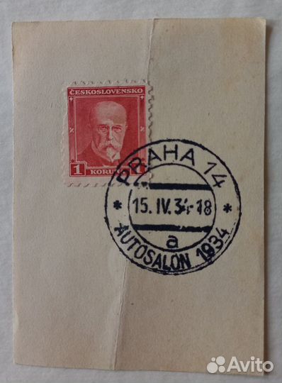 Почтовые марки и вырезки, автосалон Прага 1934 г