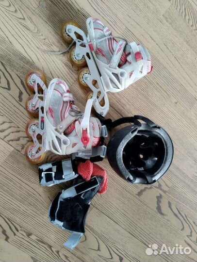 Роликовые коньки детские раздвижные,шлем и защита