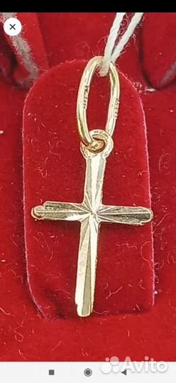 Подвеска-крестик из красного золота 585 пробы