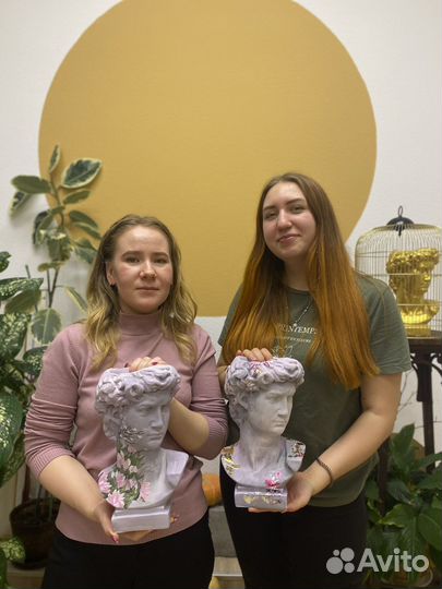 Мастер-класс гипсового кашпо Давида