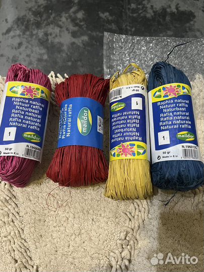 Рафия в рулонах, 4 цвета