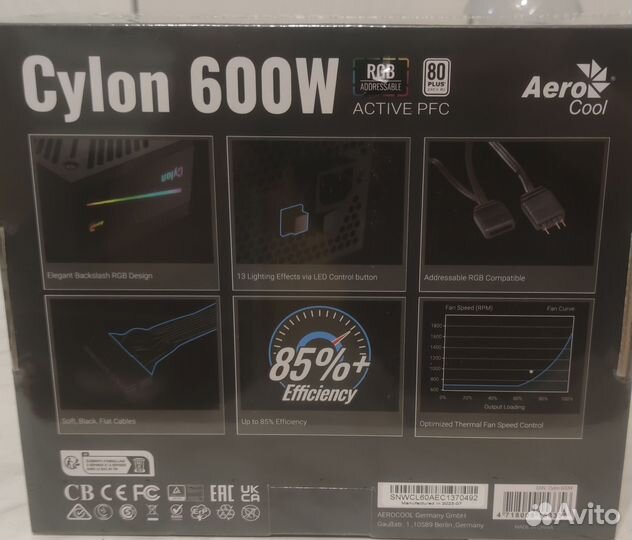 Новый блок питания aerocool cylon 600 w