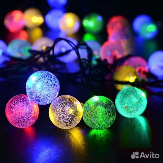 Уличная гирлянда на солнечной батарее цветные шары
