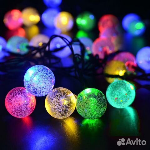 Уличная гирлянда на солнечной батарее цветные шары