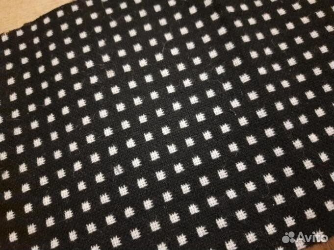 Ткань драп черно-белый в горох лоскутки 4 шт
