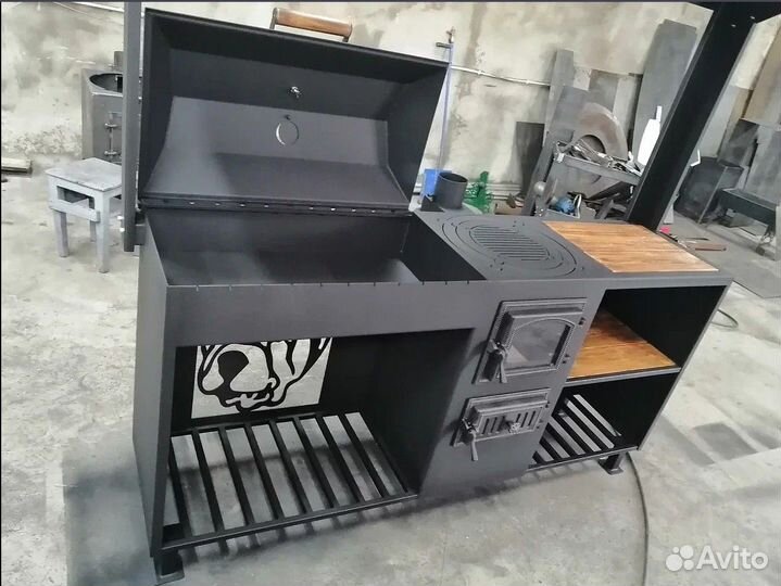 Мангал с печью и барбекю 4в1