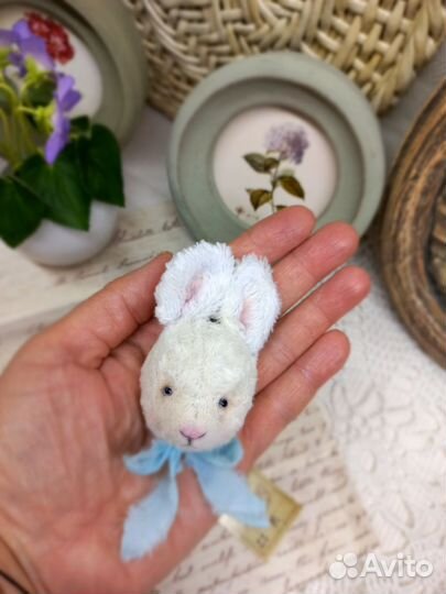 Зайка тедди (брошь) ручная работа