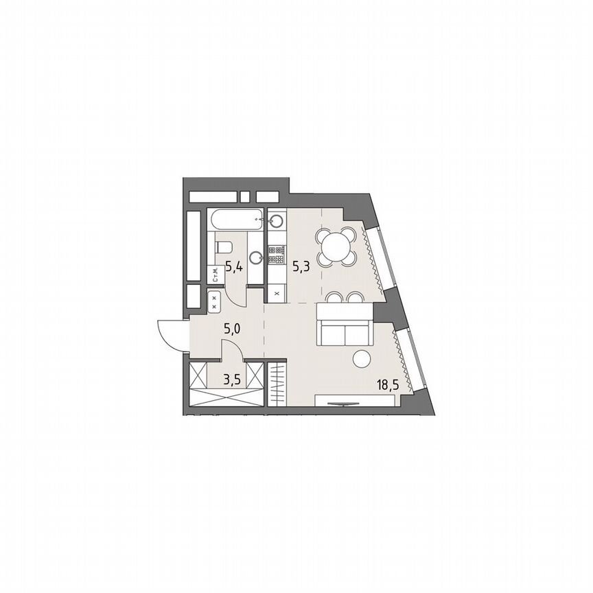 Квартира-студия, 37,6 м², 28/35 эт.