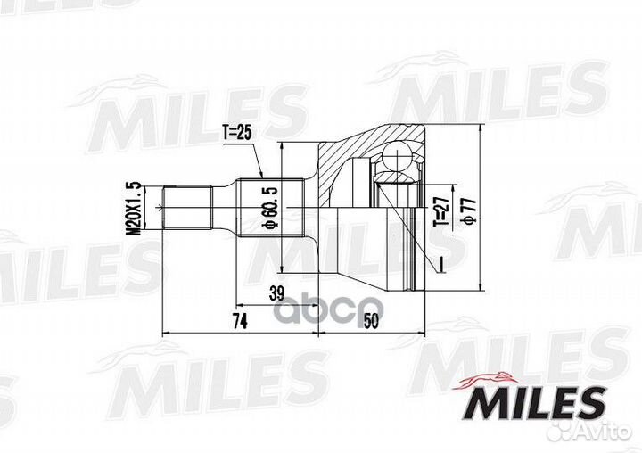 ШРУС MB W169/W245 1.5-2.0 04- нар. ga20242 Miles