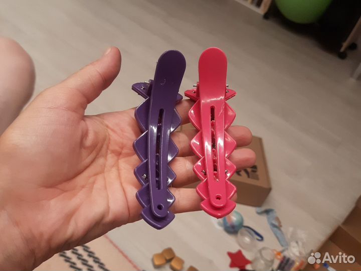 2 заколки зажимы для волос пластиковые