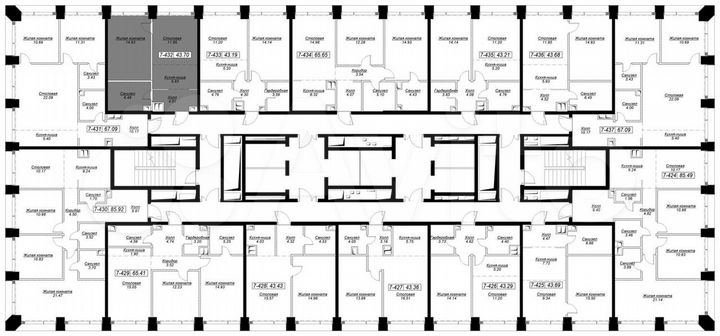 1-к. квартира, 43,7 м², 33/55 эт.