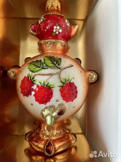 Елочная игрушка Ариель Самовар ягодка-малинка