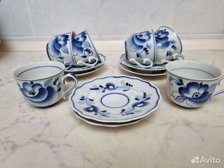 Чайные и кофейные пары гжель