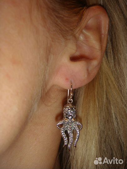 Samuel B серьги осьминоги серебро золото оригинал