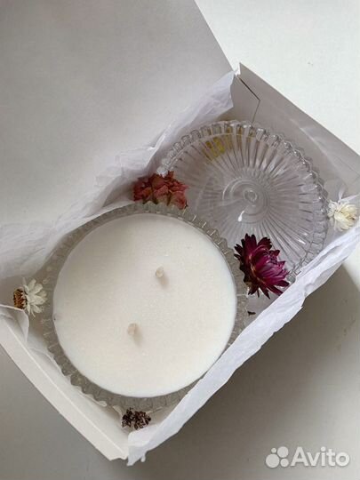 Свеча с колпаком ручная работа кокосовый воск