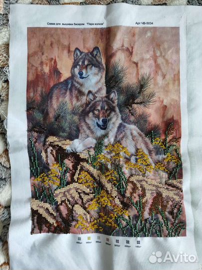 Картина вышитая бисером без рамы