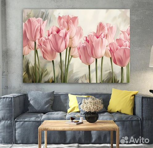 Нежная картина маслом тюльпаны