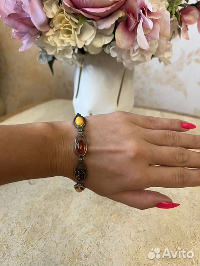 Набор из серебра с янтарем