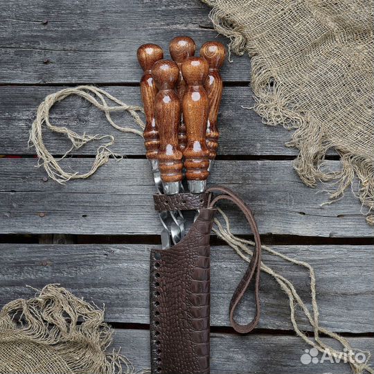 Шампура в кожаном чехле