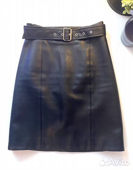Юбка кожаная с миниатюрной поясной сумкой lichi xs