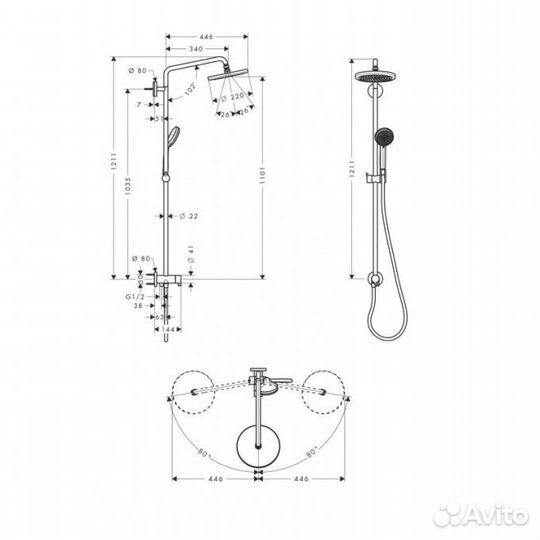 Душевая система Hansgrohe Croma Showerpipe Reno, б