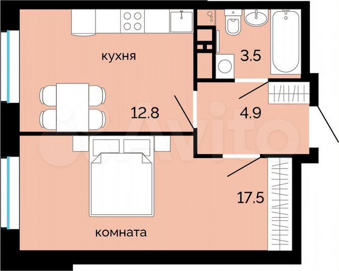 1-к. квартира, 38,7 м², 22/25 эт.