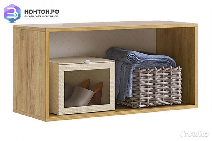 Антресоль двухдверная Бери дуб крафт золотой / гра