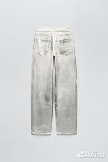 Джинсы Zara 36 размер straight металлик оригинал