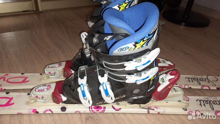 Горные лыжи детские 120см. и ботинки 22.5см. бу