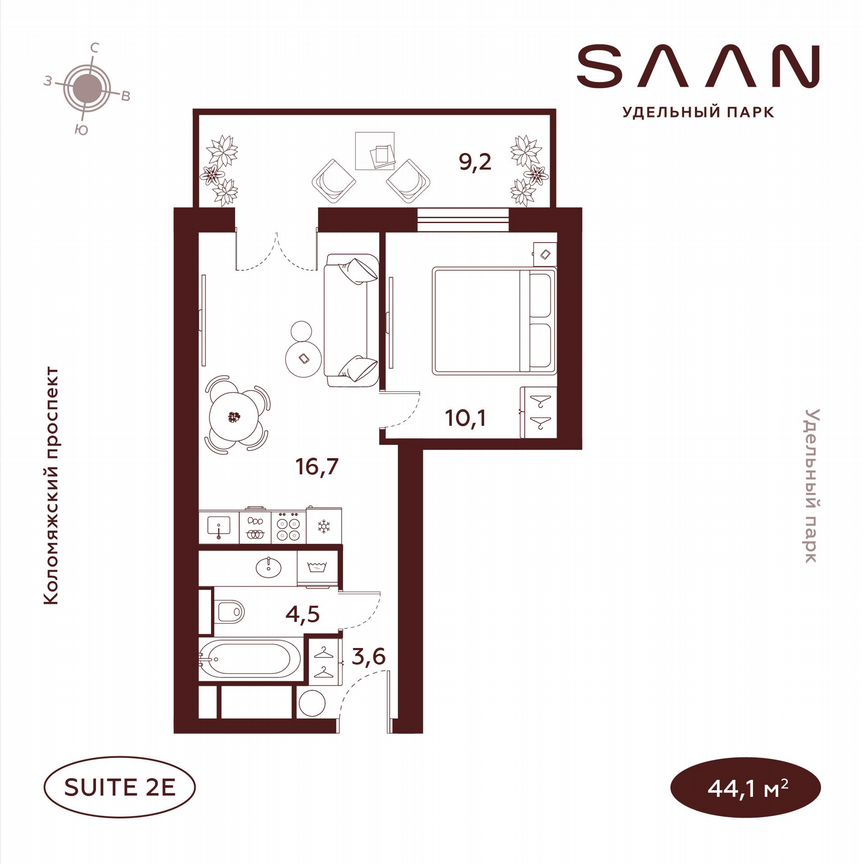 1-к. квартира, 44,1 м², 23/23 эт.