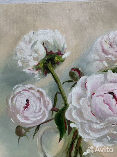 Картина маслом на холсте Пионы