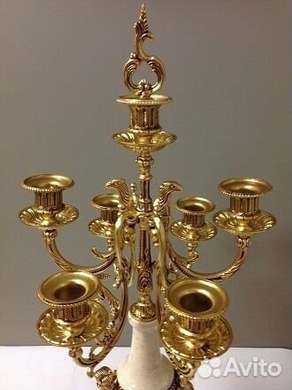 Подсвечники из бронзы с ониксом, золото