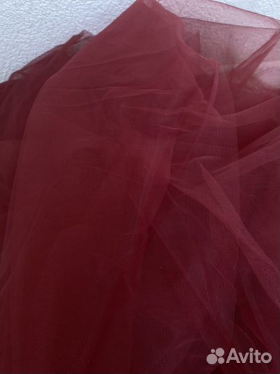 Фатин ткань бордовая 3,5*3 + куски