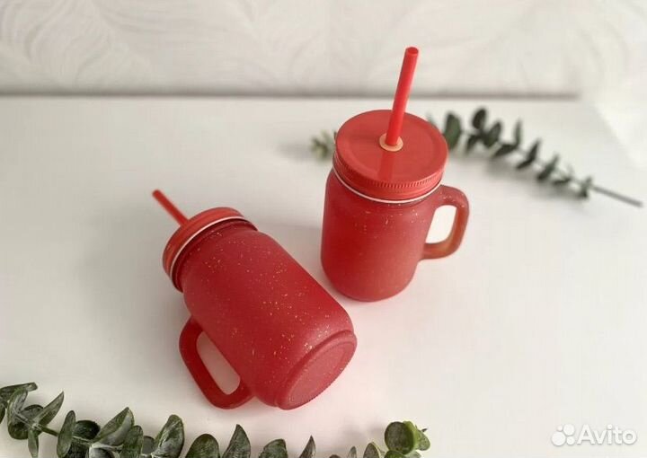 Кружка банка с крышкой новая