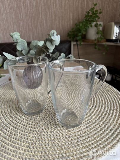 Кружка стеклянная прозрачная 2шт