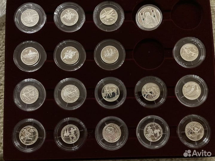Серебряные монеты 1 рубль Россия все с 1993 года