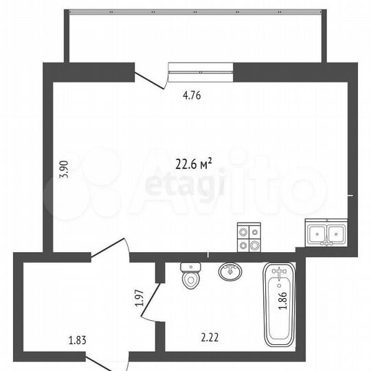 Квартира-студия, 26,6 м², 13/18 эт.