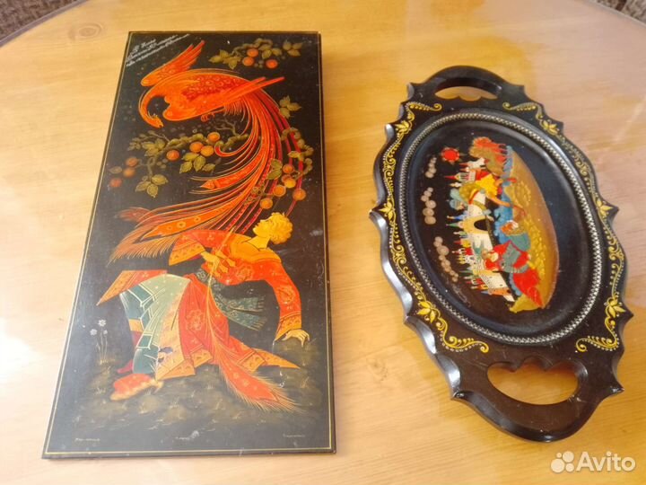 Поднос тройка палех