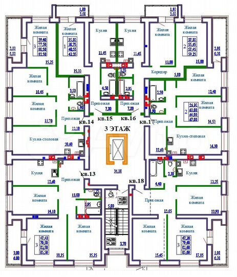 2-к. квартира, 59,3 м², 3/9 эт.