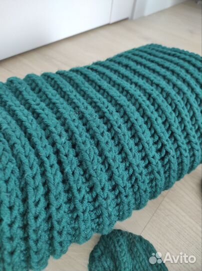 Комплект шапка, шарф, варежки перуанская шерсть