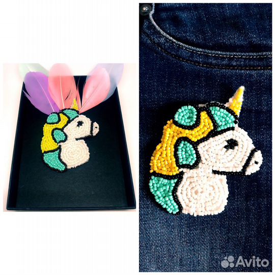 Брошь из бисера «Единорог»