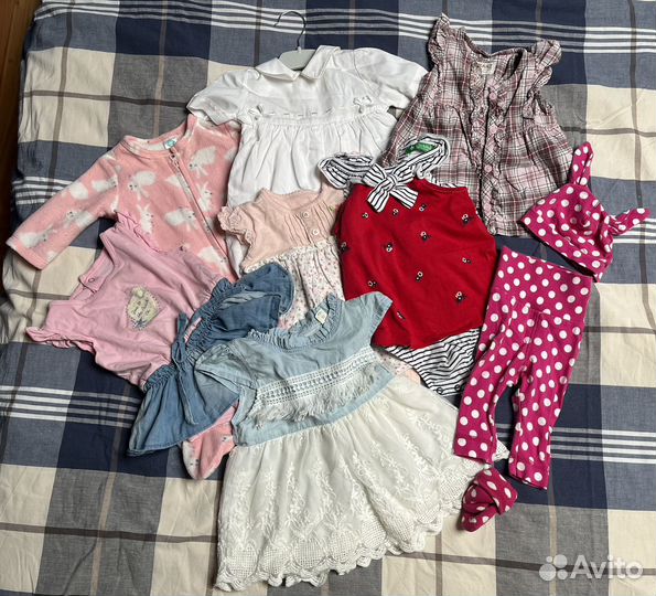Фирменные вещи на девочку 0-6мес пакетом