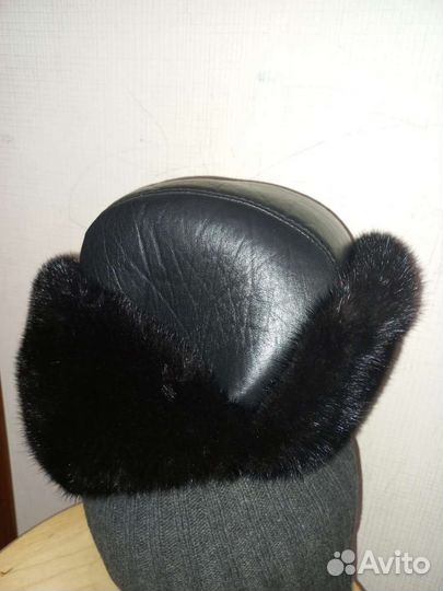 Шапка ушанка натуральная норковая плюс кожа