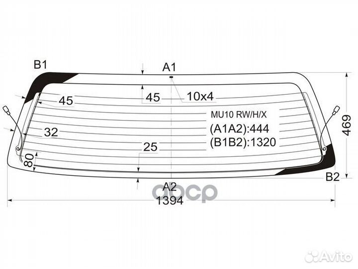 Стекло заднее с обогревом toyota kluger/highlan