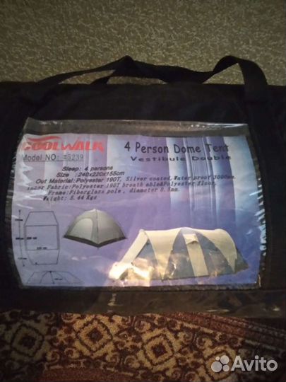 Палатка туристическая 4 местная новая