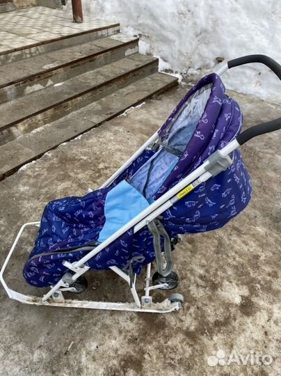 Детские санки коляска с колесами